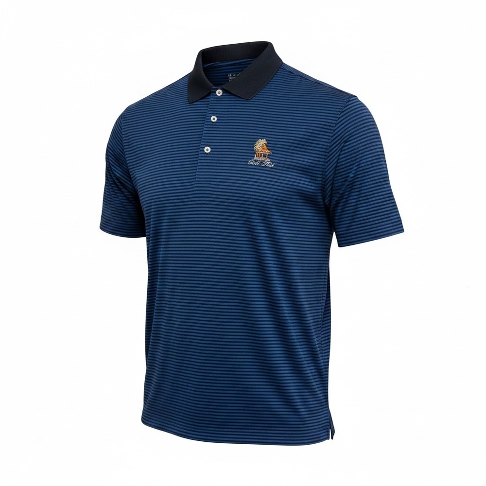 Fairway & Greene Bali Hai Golf Polo Men's L Blue Stripe‎ Embroidered 100% Cotton